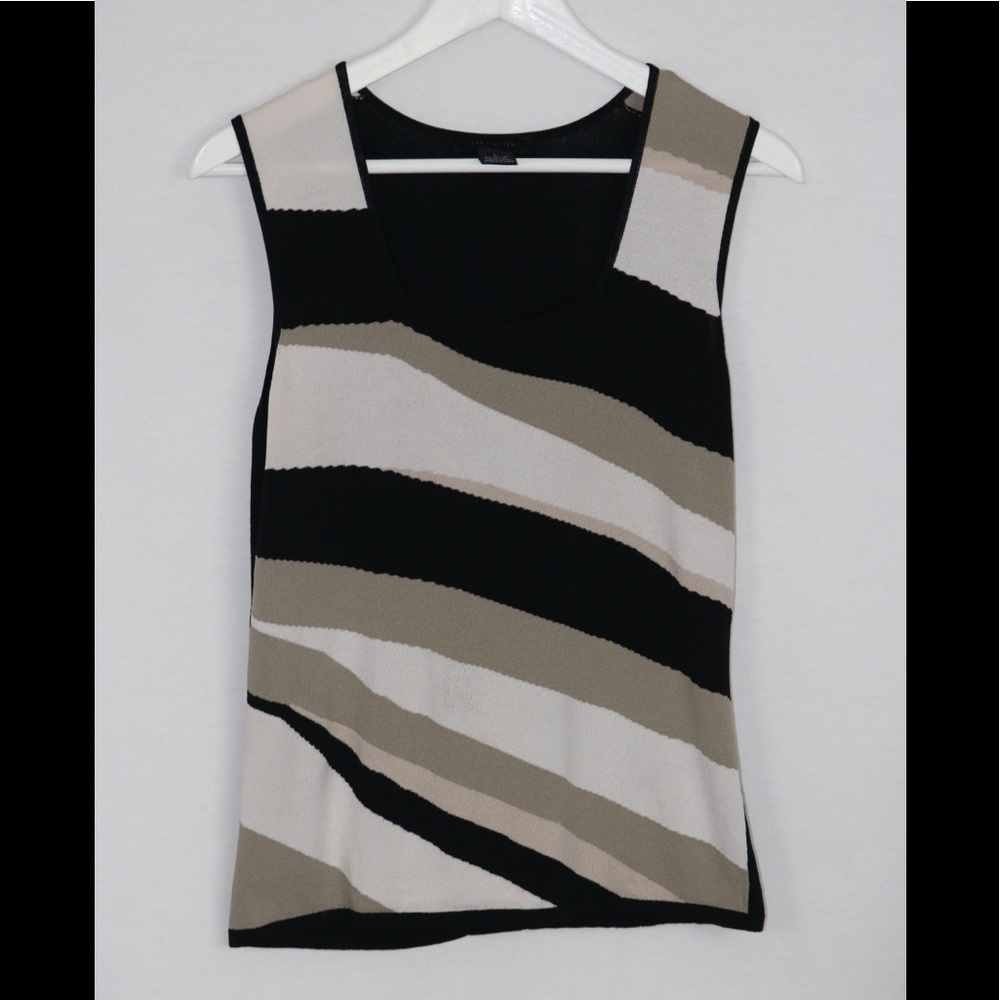 The Limited - Black, White, Tan Top - L